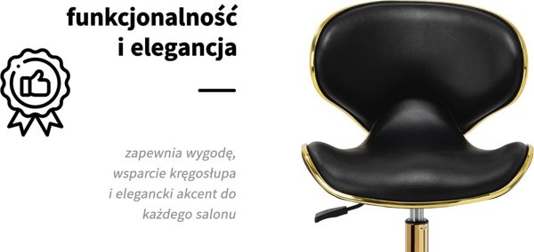 Gabbiano Σκαμπό Καλλυντικών Q-4599G, Χρυσό και Μαύρο