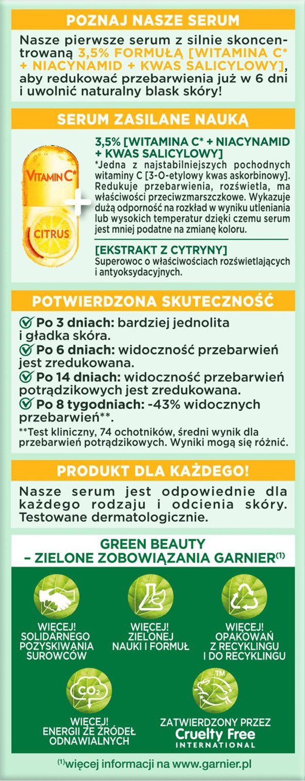 Garnier Skin Naturals Vitamin C Ορός Προσώπου για Δυσχρωμίες με Βιταμίνη C, Νιασιναμίδη & Σαλικυλικό Οξύ, 30ml