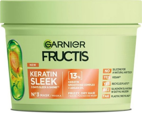 Μάσκα μαλλιών Garnier Fructis Keratin Sleek 370ml
