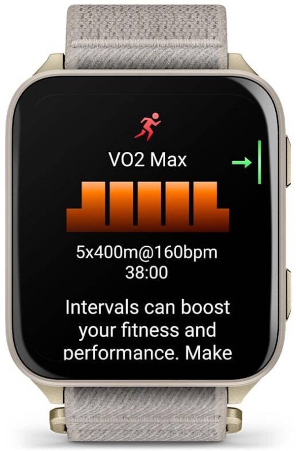 Garmin Venu X1 Soft Gold Titanium Caseback and French Gray ComfortFit Nylon Band
