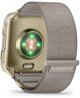 Garmin Venu X1 Soft Gold Titanium Caseback and French Gray ComfortFit Nylon Band
