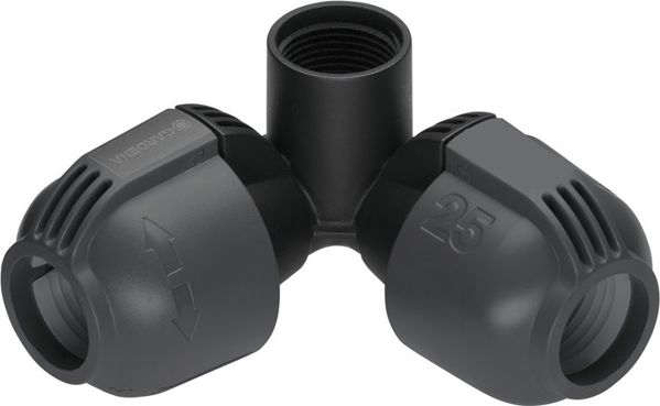 Gardena Γωνιακός Σύνδεσμος 25mm x 3/4" Θηλυκό Σπείρωμα (6405), Γκρι, Για Συστήματα Ποτίσματος