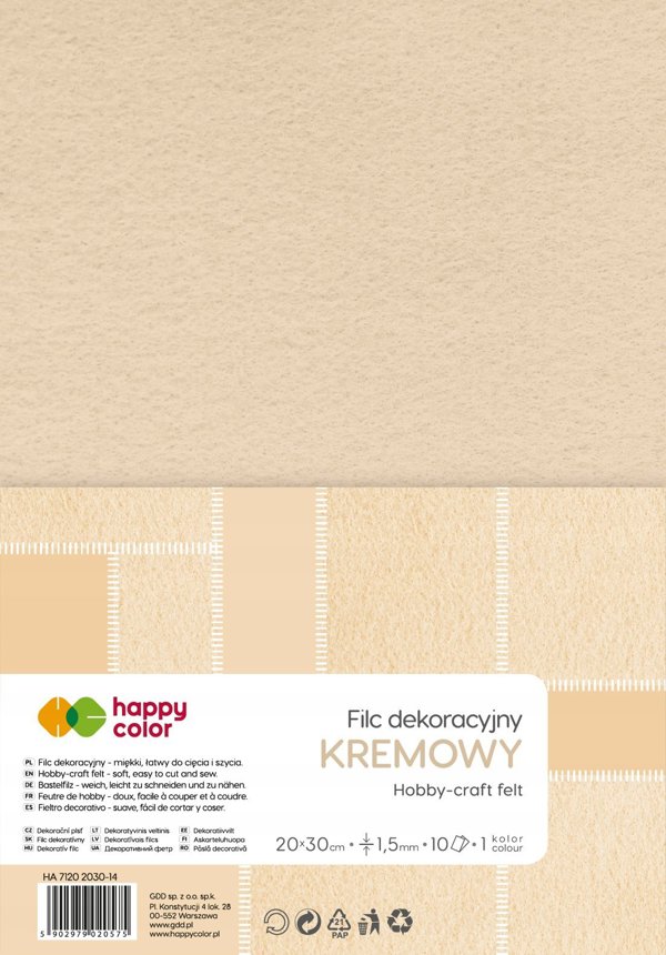 GDD Διακοσμητική Τσόχα Happy Color, Κρεμ, 10 Τεμάχια