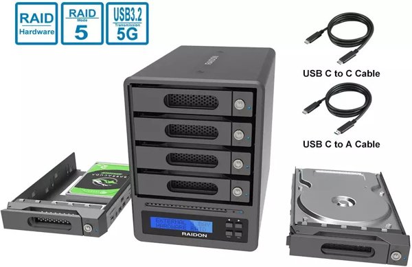 Geh. Raidon 4x2,5"/3,5" SATA/HDD/SSD GR5640-SBA31