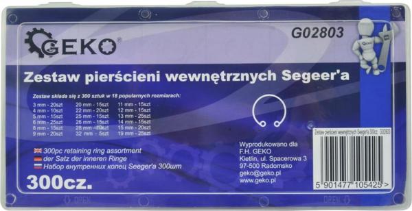 Geko Σετ Εσωτερικών Δακτυλίων Seeger 300τμχ, G02803, Ασφάλειες Συγκράτησης