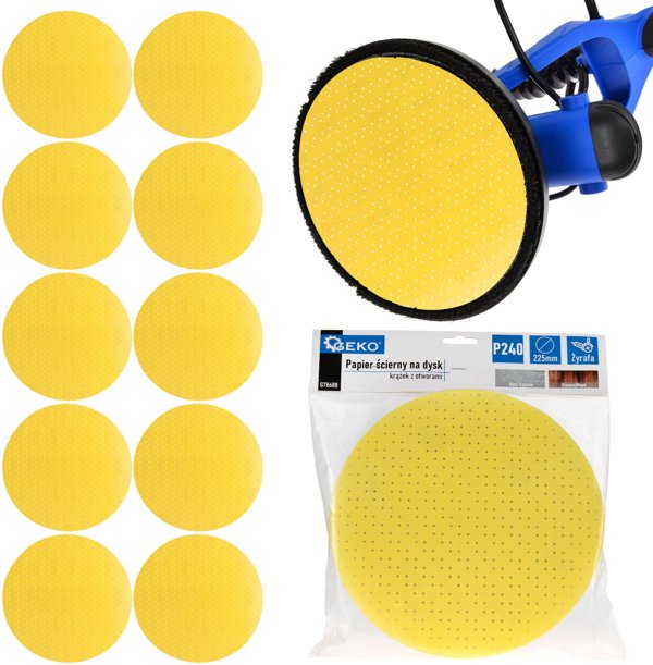 Geko Χαρτί τριβής για δίσκο – δίσκος με οπές 225mm P240 /καμηλοπάρδαλη/ (10/100/500)