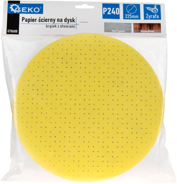 Geko Χαρτί τριβής για δίσκο – δίσκος με οπές 225mm P240 /καμηλοπάρδαλη/ (10/100/500)