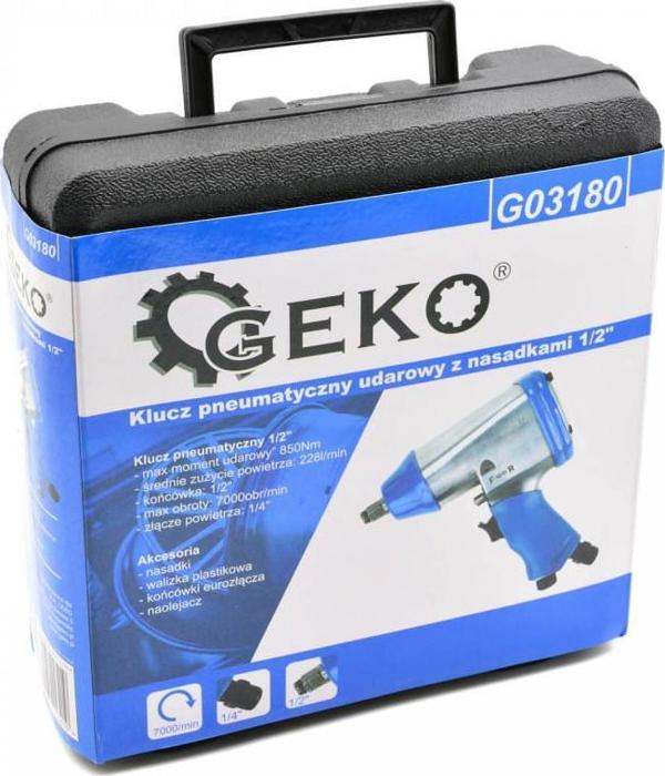 Geko G03180 Πνευματικό Κρουστικό Κλειδί 1/2" 850Nm με Σετ Υποδοχών σε Θήκη