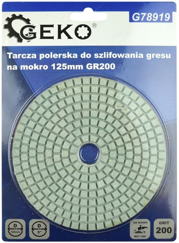 Geko Tarcza polerska do szlifowania gresu na mokro 125mm GR200 (5/25/250)
