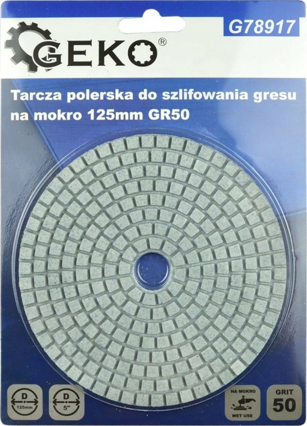 Geko Tarcza polerska do szlifowania gresu na mokro 125mm GR50 (5/250)