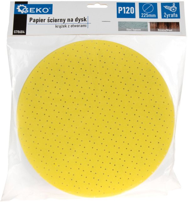 Geko Λειαντικό Χαρτί για Δίσκο 225mm P120 με Τρύπες / 'Κιτρινάδα'