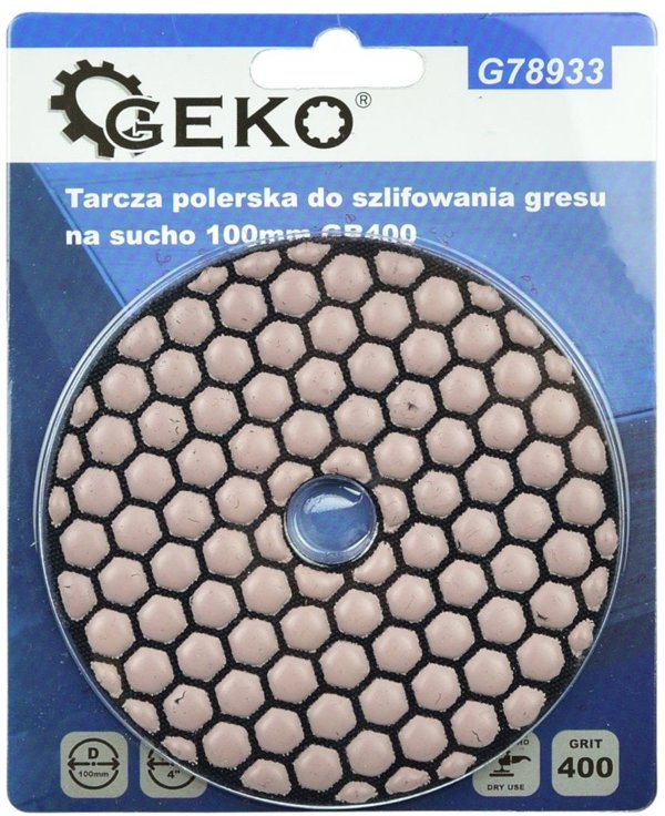 Geko Tarcza polerska do szlifowania gresu na sucho 100mm GR400 (25/250)