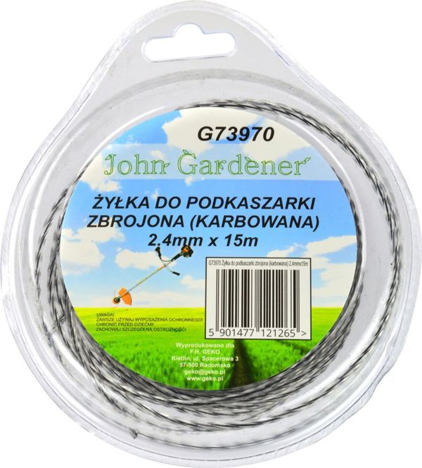 Geko Νήμα για θαμνοκοπτικό ενισχυμένο (ραβδωτό) 2,4mmx15m
