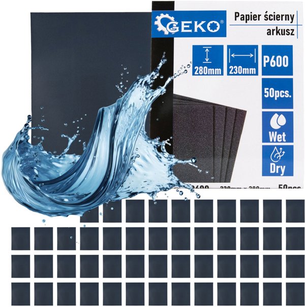 Geko Papier scierny wodny – arkusz 230x280mm P600 (50/1000)