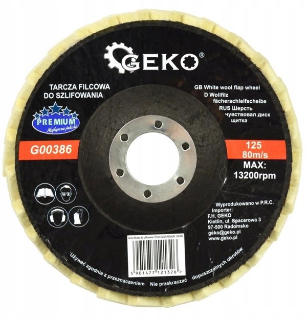 Geko Tarcza filcowa do szlifowania 125mm GEKO PREMIUM(10/100/150)