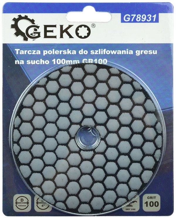 Geko Tarcza polerska do szlifowania gresu na sucho 100mm GR100 (5/250)
