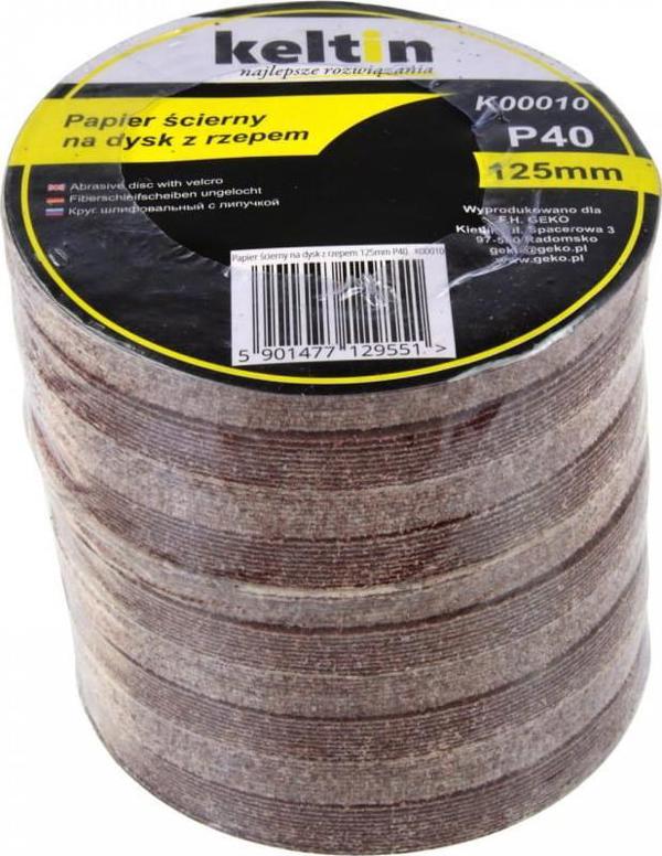 Geko Αυτοκόλλητος Δίσκος Λείανσης 125mm P40 - Γυαλόχαρτο K00010