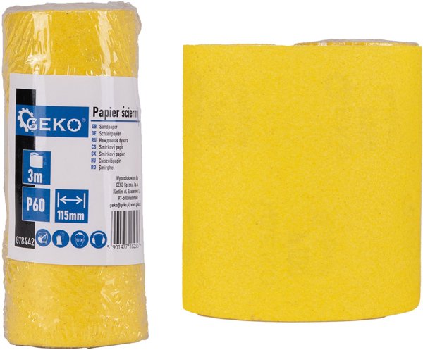 Geko Ρολό Γυαλόχαρτου 115mm x 3m P60