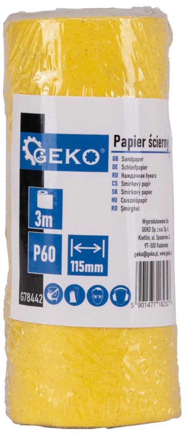Geko Ρολό Γυαλόχαρτου 115mm x 3m P60