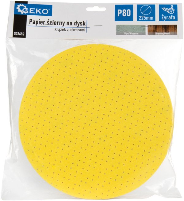 Geko Papier scierny na dysk – krazek z otworami 225mm P80 zyrafa
