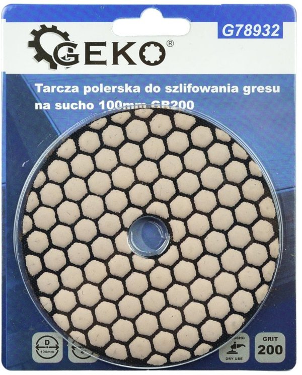 Geko Tarcza polerska do szlifowania gresu na sucho 100mm GR200 (5/250)