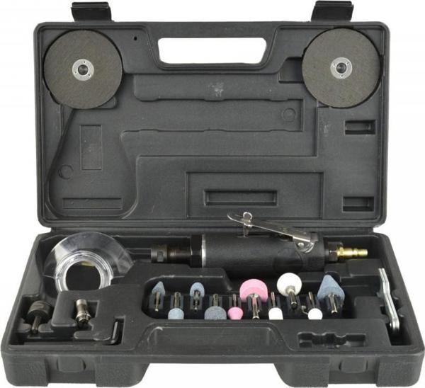 Geko G03142 Πνευματικός Ευθύς Λειαντήρας 3mm & 6mm 18000 RPM με Σετ Αξεσουάρ σε Βαλιτσάκι