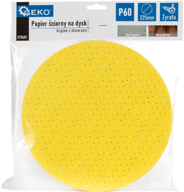 Geko Papier scierny na dysk – krazek z otworami 225mm P60 zyrafa