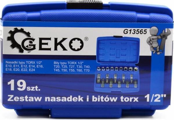 Geko Σετ Καρυδάκια και Μύτες Torx 19 Τεμαχίων 1/2" G13565