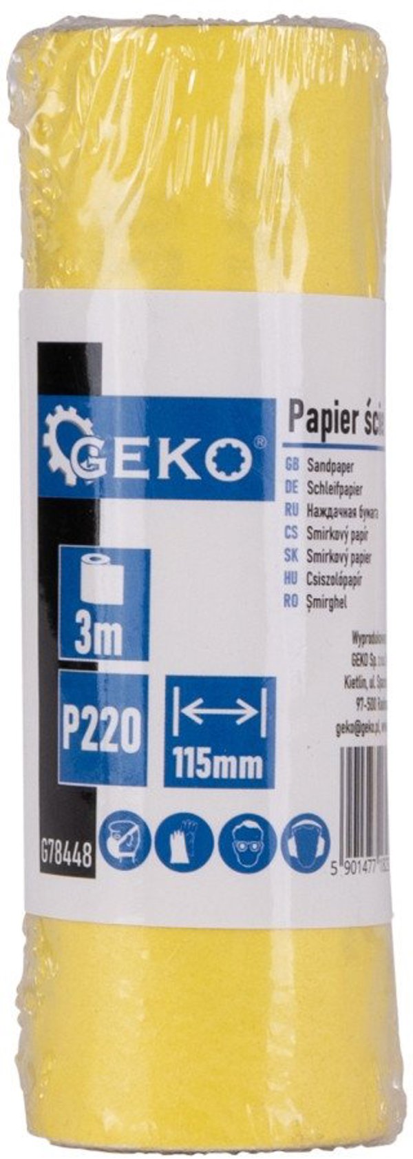Geko Papier scierny – rolka 115mm x 3m P220