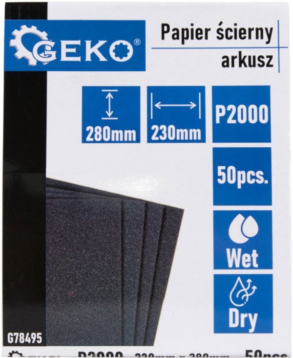 Geko Νερού Λειαντικό Χαρτί – Φύλλο 230x280mm P2000 (50/1000)