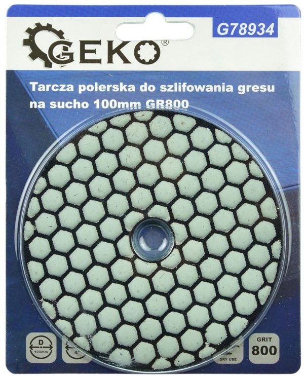 Geko Tarcza polerska do szlifowania gresu na sucho 100mm GR800 (25/250)