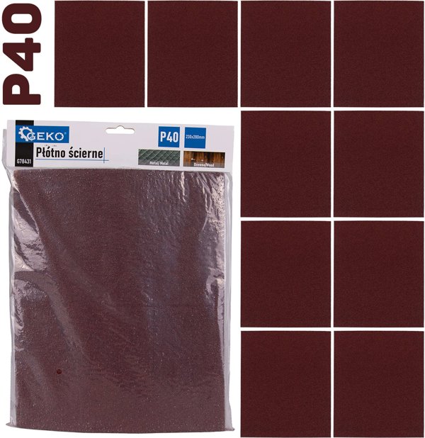Geko Plotno scierne arkusz 230x280mm P40 10/500