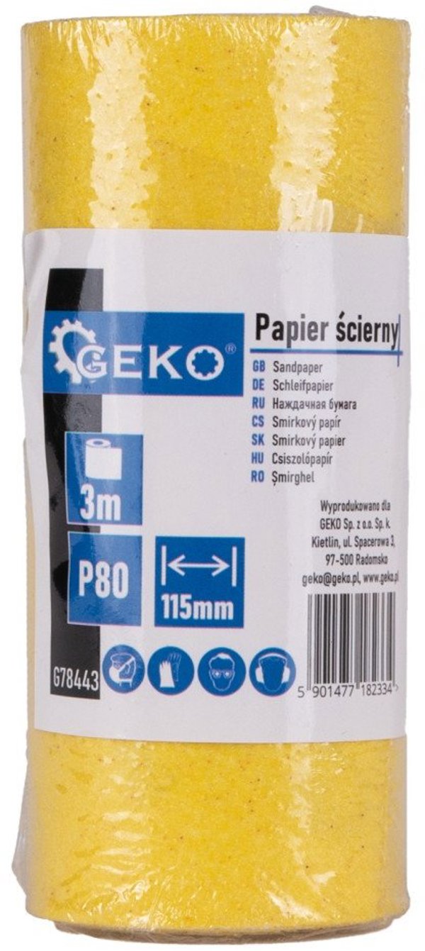 Geko Χαρτί λειαντικό – ρολό 115mm x 3m P80 (100 τεμ)