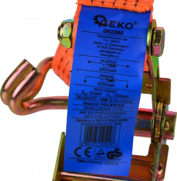 Geko Ιμάντας Μεταφοράς με Καστάνια 10m x 50mm, 5 Ton, G02360