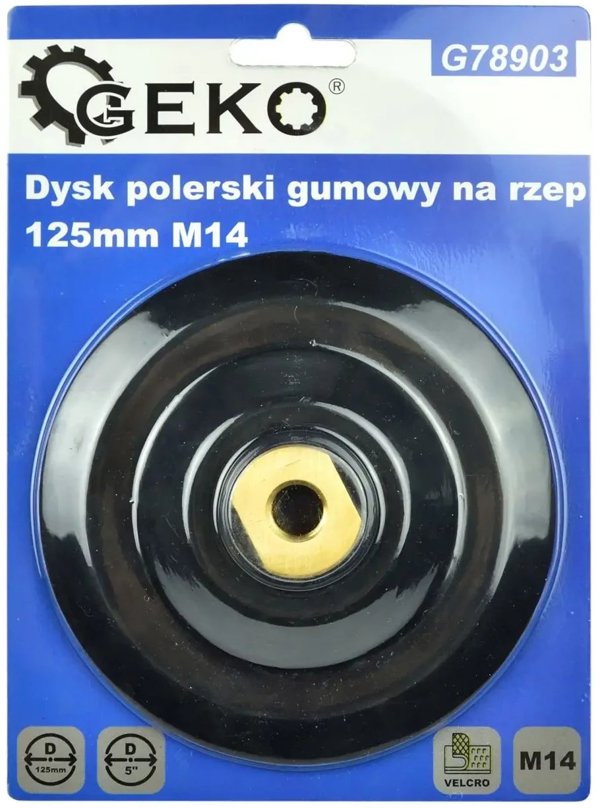 Geko Dysk polerski gumowy na rzep 125mm M14 (10/60/100)