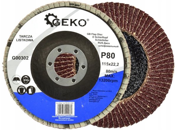 Geko Tarcza listkowa 115mm P80 GEKO (10/25/200)
