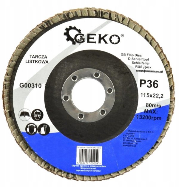Geko Tarcza listkowa 115mm P80 GEKO (10/25/200)