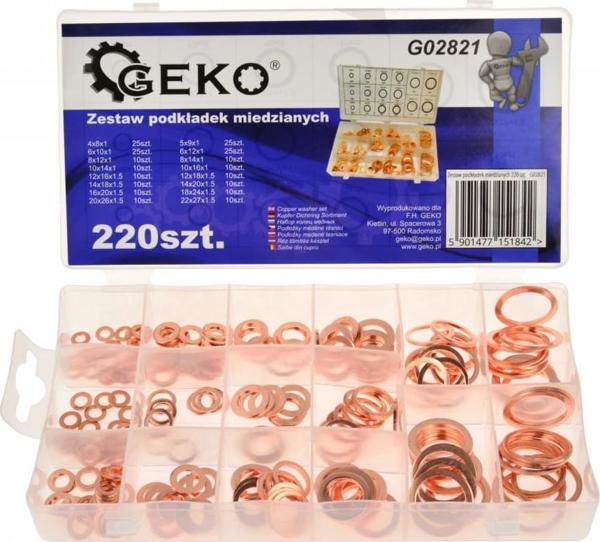 Geko Σετ Χάλκινες Ροδέλες 220 Τεμάχια G02821 - 20 Διαφορετικά Μεγέθη