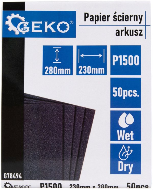 Geko Papier scierny wodny – arkusz 230x280mm P1500 (50/1000)