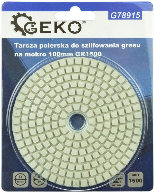Geko Tarcza polerska do szlifowania gresu na mokro 100mm GR1500 (5/25/250)
