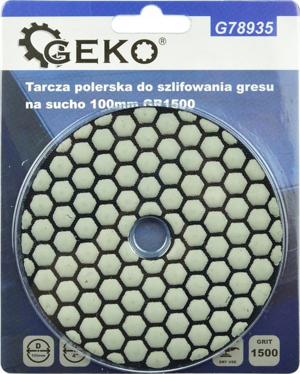 Geko Tarcza polerska do szlifowania gresu na sucho 100mm GR1500 (25/250)