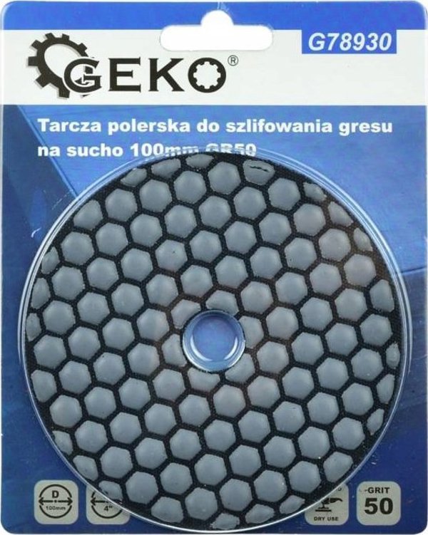 Geko Tarcza polerska do szlifowania gresu na sucho 100mm GR50 (5/250))