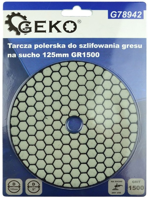 Geko Tarcza polerska do szlifowania gresu na sucho 125mm GR1500 (25/250)