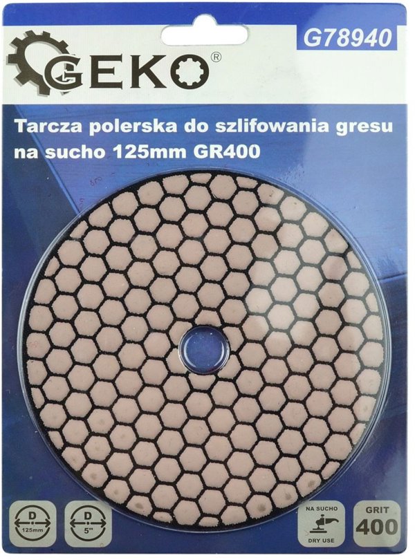 Geko Tarcza polerska do szlifowania gresu na sucho 125mm GR400 (25/250)