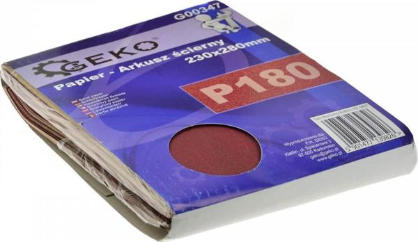 Geko Χαρτί Λείανσης 230x280mm P180, Φύλλο Λειαντικό Υψηλής Αντοχής για Επαγγελματική Χρήση - G00347