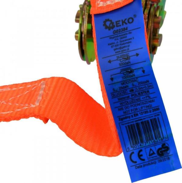 Ιμάντας Μεταφοράς Geko G02384 με Καστάνια, 4m x 25mm, Αντοχή 1t