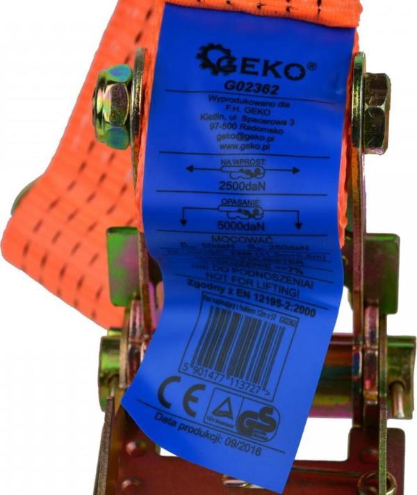 Ιμάντας Μεταφοράς Geko G02362 με Καστάνια, Μήκος 12m, Αντοχή 5t, Πλάτος 50mm