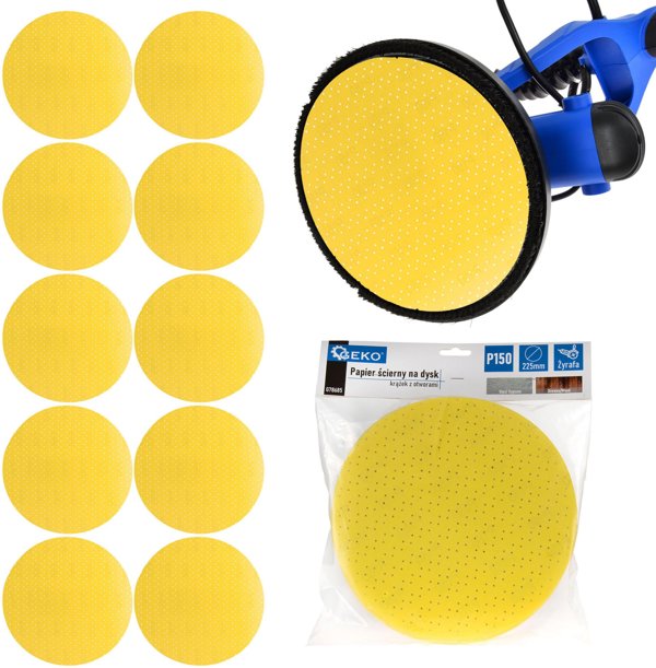 Geko Λειαντικό χαρτί δίσκου με οπές 225mm P150 / καμηλοπάρδαλη (10/100/500)