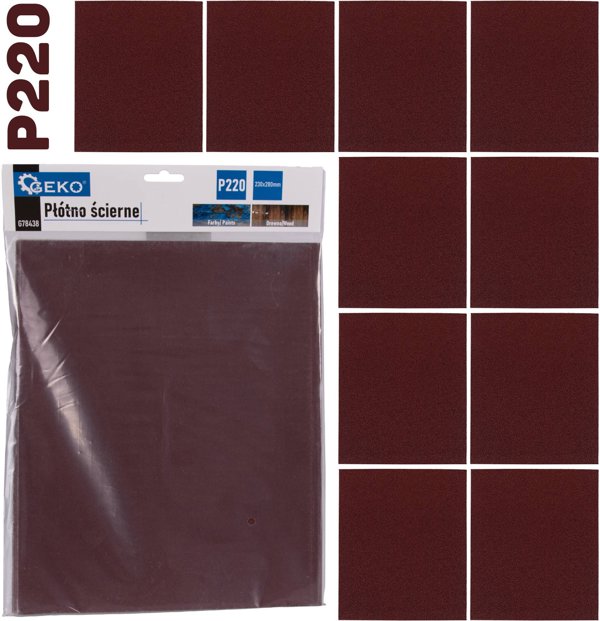 Geko Plotno scierne – arksz 230x280mm P220 (10/500)