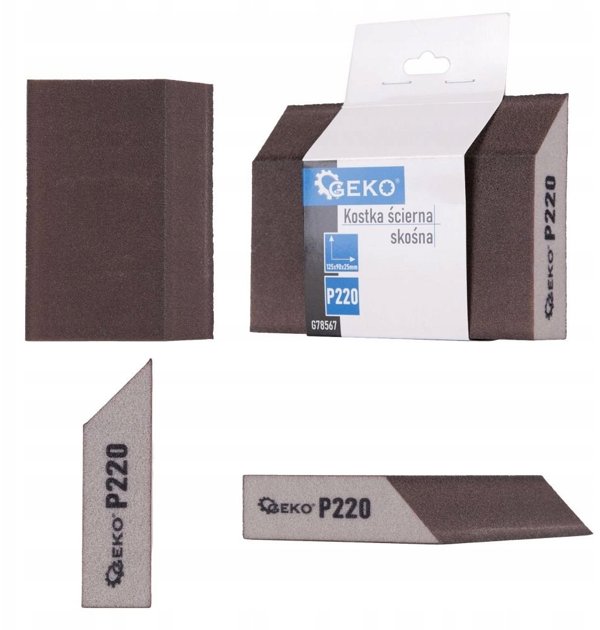 Geko Kostka scierna skosna 125x90x25mm P220 (250)
